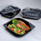 Mehrweg Menüschalen 2-geteilt 240 x 210 x 40 mm Mikrowellengeeignet schwarz 1100ml, 100 Stk.