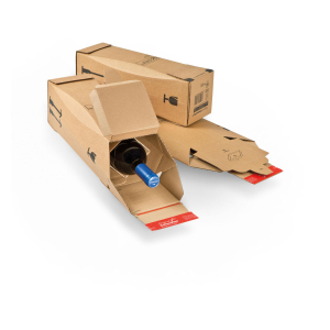 ColomPac Flaschenversandkarton für 1 Flasche 362 x 115 x 115mm mit DHL Zertifizierung braun