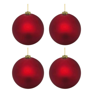 Weihnachtskugeln Christbaumkugeln aus Kunststoff rot matt, Ø10cm, 4 Stk.