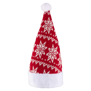 Weihnachtsmütze 42 cm, rot/weiß, gestrickt, Polyester, für Feier & Event