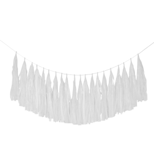 Tassel-Girlande aus Papier weiß 3m, 1 Stk.