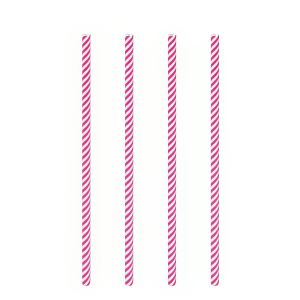 Trinkhalme aus Papier pink gestreift Ø6mm, 21cm, 100 Stk.