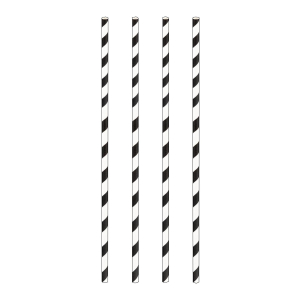 Trinkhalme aus Papier dick, schwarz gestreift Ø8mm 25cm, 150 Stk.
