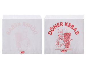 Dönerbeutel mit Aufdruck 'Döner Kebab' Papier weiß 16x16 cm, 2000 Stk.