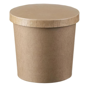 Eisbecher Feinkostbecher aus Pappe Kraftpapier FSC® rund 350ml braun mit Deckel, 50 Stk.