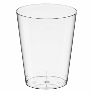 Einweg-Trinkglas 200ml, PS, mit Eichstrich, transparent glasklar, 50 Stk.