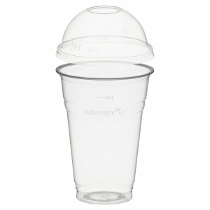 Trinkbecher 400ml + Domdeckel mit Rundloch aus PLA 50 Stk.