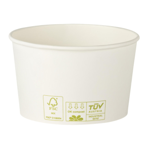 Eisbecher Pappbecher 100% ohne Kunststoff 340ml Ø101 Höhe 63mm weiß, 50 Stk.
