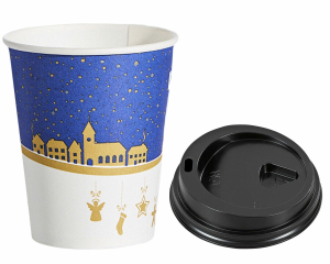 Heißgetränkebecher Winterlandschaft mit Trinkdeckel Eichstrich 200 ml, 75 Stk.
