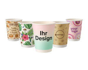 Personalisierbare Doppelwandbecher für Heiß- und Kaltgetränkebecher weiß 300 ml, 500 Stk.