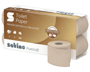 Satino Puresoft Toilettenpapier 2-lagig aus 100% recyceltem Karton, System MT1, 64 Rollen je 250 blatt