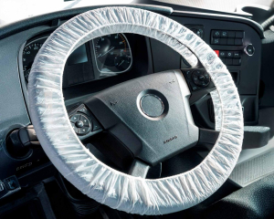 Lenkradschoner Einweg-Lenkradschutz Ø 55 cm für LKW mit Gummizug weiß, 250 Stk.