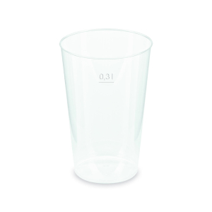 Mehrwegbecher Pfandbecher transparent PP Eichstrich 0,3 l Ø 7,9 cm, 25 Stk.
