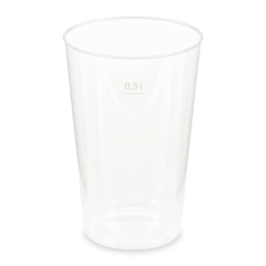 Mehrwegbecher Pfandbecher transparent stabil+ PP 0,5L Eichstrich Ø 93mm, 12 Stk.
