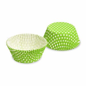 Muffinkapseln Gebäckkapseln Gelbgrün mit weißen Punkten Ø 50 x 30 mm, 40 Stk.