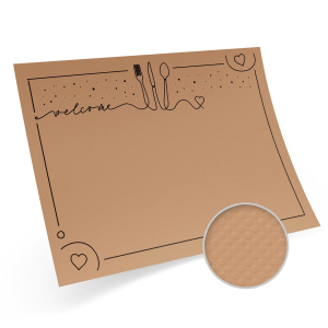 Tischset Platzset aus Kraftpapier 40 x 30 cm, braun bedruckt 'welcome', 200 Stk.