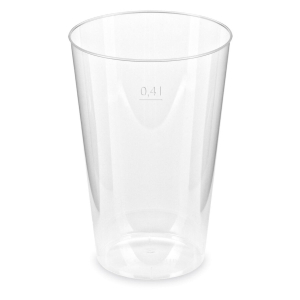 Trinkglas Trinkbecher Plastikbecher glasklar mit Eichstrich bei 400ml, 50 Stk.
