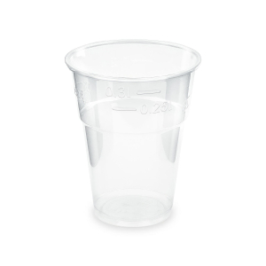 Einweg-Trinkbecher klar 300 ml 0,3 l Eichstrich PLA ø 84mm 50 Stk.