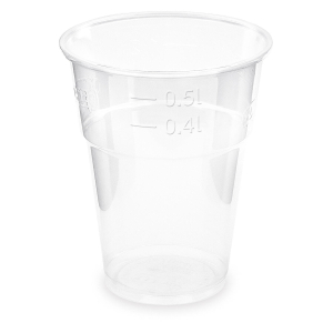 Trinkbecher klar 500 ml 0,5 l Eichstrich PLA ø 102mm 10 Stk.