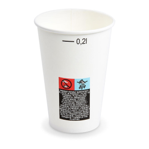Heiß- und Kaltgetränkebecher Pappbecher FSC Mix/PE weiß 200ml Eichstrich Ø 70mm, 50 Stk.