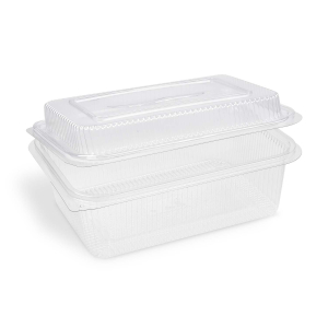 Rechteckbecher klar mit Deckel 1500 + 450 ml (rPET), 50 Stk.
