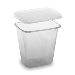 Rechteckbecher klar 500 ml mit Deckel PP mikrowellengeeignet, 250 Stk.